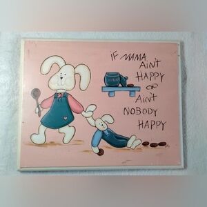 Cute Bunny Mom and Child Wooden Wall Decor 1993